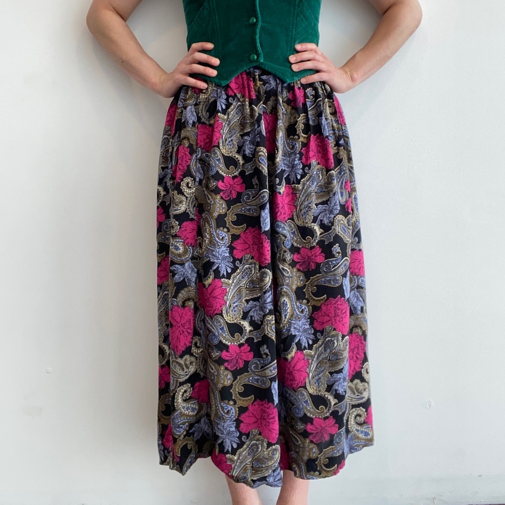 Vintage Paisley Floral Skirt